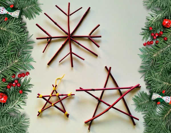 Schöne Zweigsterne für den Weihnachtsbaum basteln