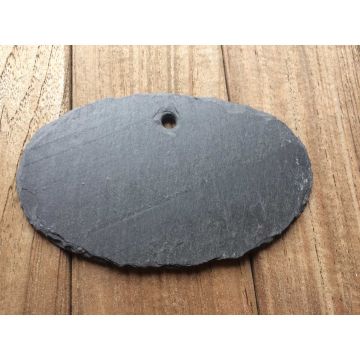 Ovales Schiefer-Etikett zum Aufhängen, Länge 12 cm