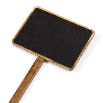 Rechteckiges Holz-Etikett zum Einpflanzen mit lasiertem Holz und Schiefer 7 x 5 cm - Höhe: 27,5 cm - Packung mit 5 Stück
