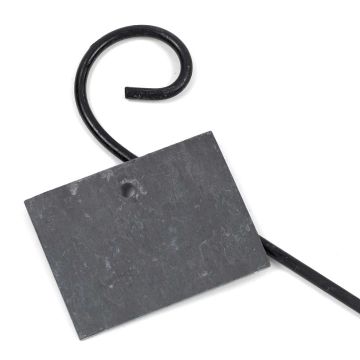 Stahl-Pflanzenschildhalter mit natürlicher Schieferplatte 9,5 x 7 cm