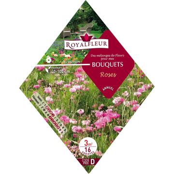 Rosenblumenmischung zum Säen für Blumensträuße - Beutel für 3 m2