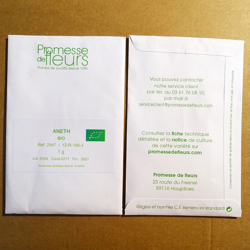 Beispiel eines Exemplars von Dickblättriger Dill Bio - Anethum graveolens die Tüte mit 400 Samen (1g) wie geliefert
