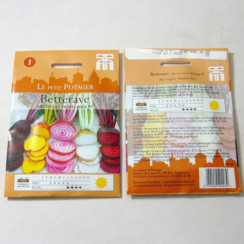 Beispiel eines Exemplars von Rote Bete Rainbow Beet die Tüte mit 250 Samen (5g) wie geliefert
