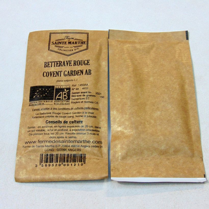 Beispiel eines Exemplars von Rote Bete Covent Garden Bio - La Ferme de Sainte-Marthe die Tüte mit 150 Samen (1g) wie geliefert