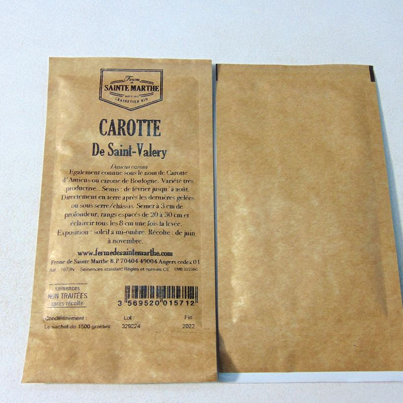Beispiel eines Exemplars von Möhre Saint-Valéry die Tüte mit 1500 Samen (1.95g) wie geliefert