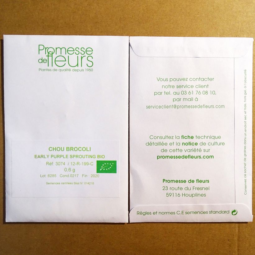 Beispiel eines Exemplars von Brokkoli Early Purple Sprouting Bio die Tüte mit 250 Samen (0.6g) wie geliefert