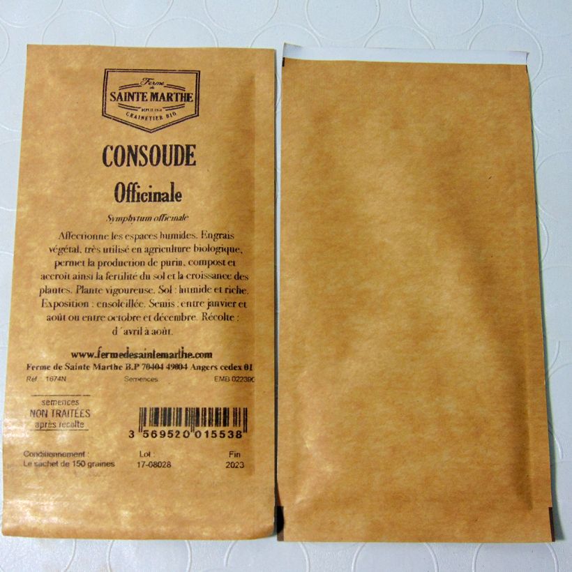 Beispiel eines Exemplars von Gemeiner Beinwell - Ferme de Sainte Marthe - Symphytum officinale die Tüte mit 20 Samen wie geliefert
