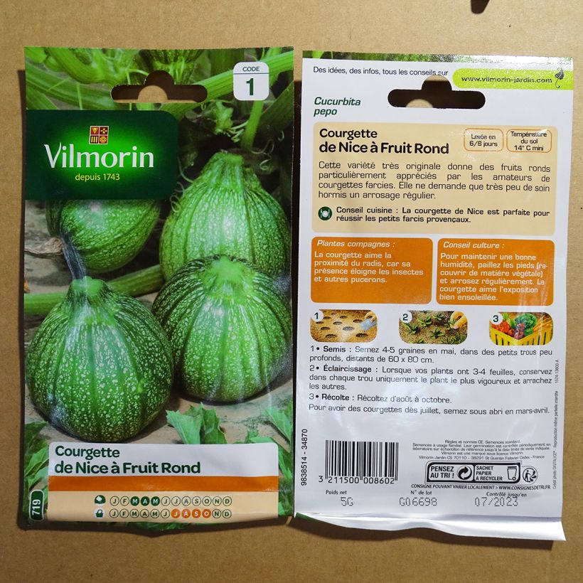 Beispiel eines Exemplars von Garten-Kürbis de Nice à fruit rond - Vilmorin die Tüte mit 50 Samen (5g) wie geliefert