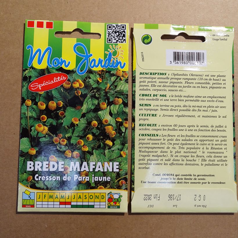 Beispiel eines Exemplars von Parakresse - Spilanthes oleracea die Tüte mit 600 Samen (0,2g) wie geliefert