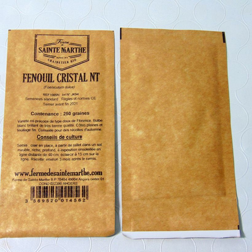 Beispiel eines Exemplars von Fenchel Cristal die Tüte mit 250 Samen wie geliefert