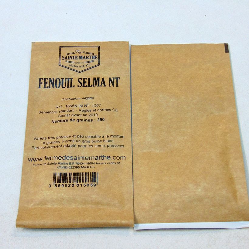 Beispiel eines Exemplars von Fenchel Selma die Tüte mit 250 Samen (1g) wie geliefert