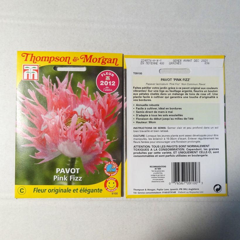 Beispiel eines Exemplars von Schlafmohn Pink Fizz (Samen) - Papaver die Tüte mit 500 Samen wie geliefert