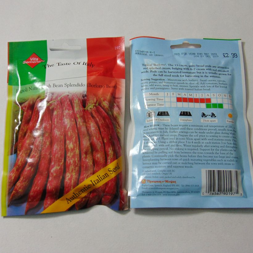 Beispiel eines Exemplars von Zwergbohne Splendido die Tüte mit 120 Samen (60g) wie geliefert