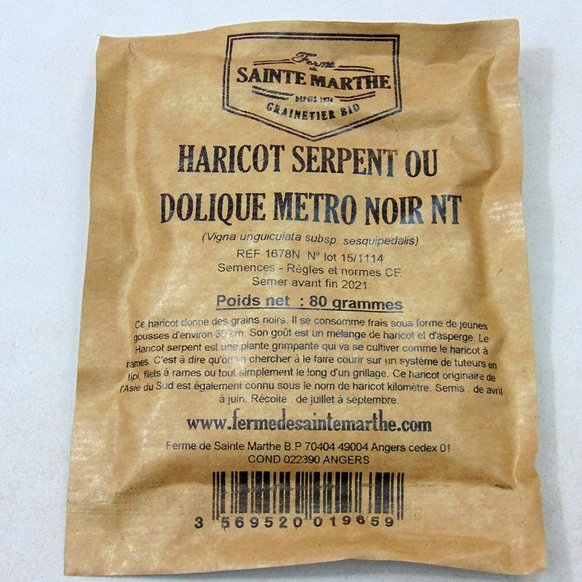 Beispiel eines Exemplars von Augenbohne Dolique Metro noir die Tüte mit 160 Samen (80g) wie geliefert