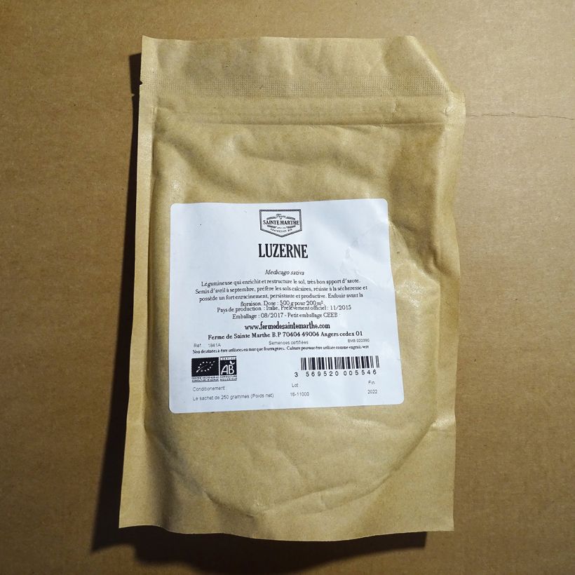 Beispiel eines Exemplars von Saat-Luzerne Bio - Medicago sativa die Tüte mit 500 Samen (1g) wie geliefert