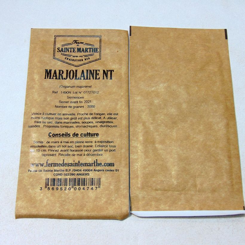 Beispiel eines Exemplars von Majoran - Ferme de Sainte Marthe - Origanum majorana die Tüte mit 3000 Samen wie geliefert