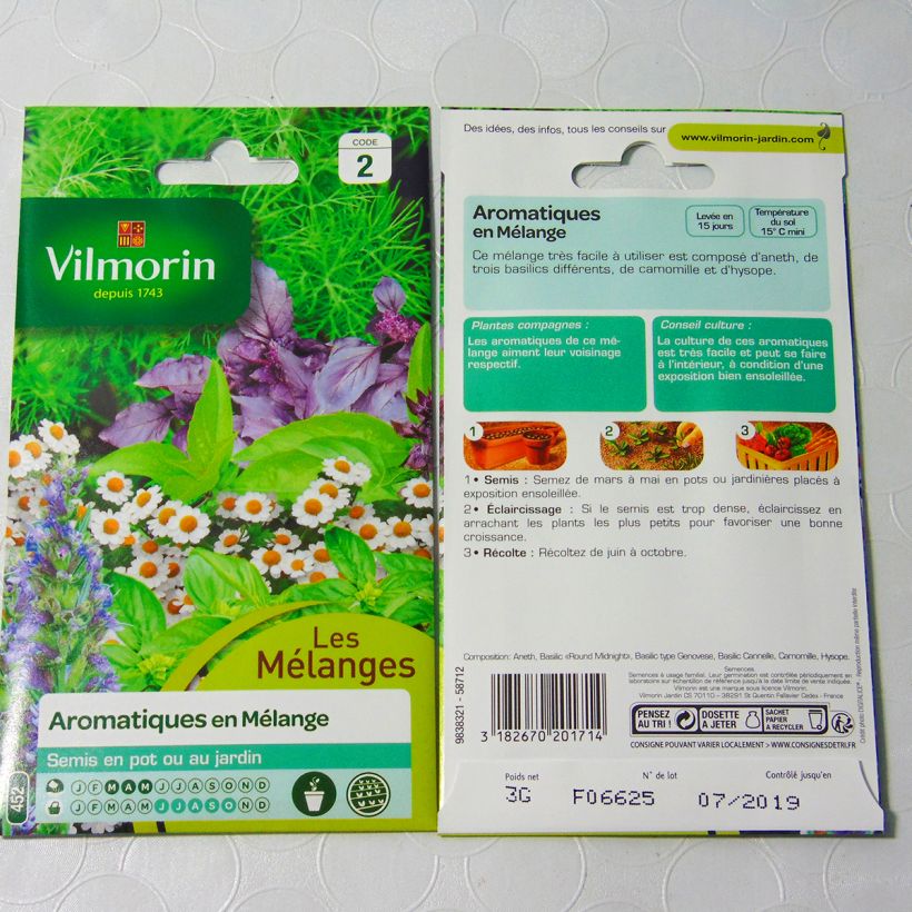Beispiel eines Exemplars von Aromatisches Kräutermischung - Vilmorin die Tüte mit Samen von 3 Gramm wie geliefert