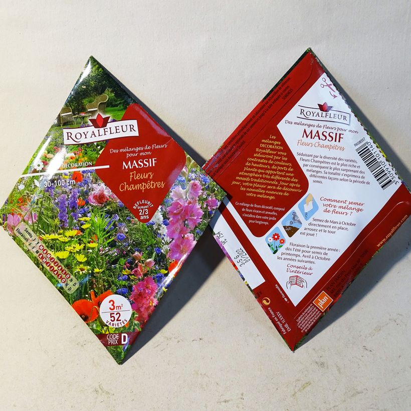 Beispiel eines Exemplars von Wildblumen-Mischung für Beete - Beutel 3 m2 die Tüte mit Samen von 3.5 Gramm wie geliefert