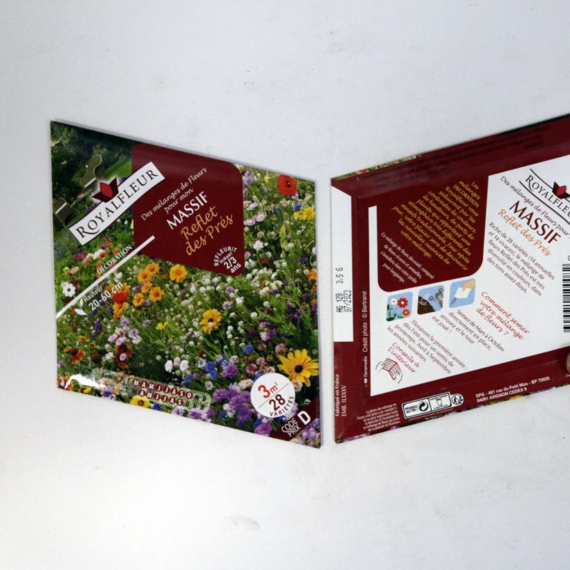 Beispiel eines Exemplars von Mischung für Blumenbeet im Wiesenstil - Beutel für 3 m2 die Tüte mit Samen von 3.5 Gramm wie geliefert