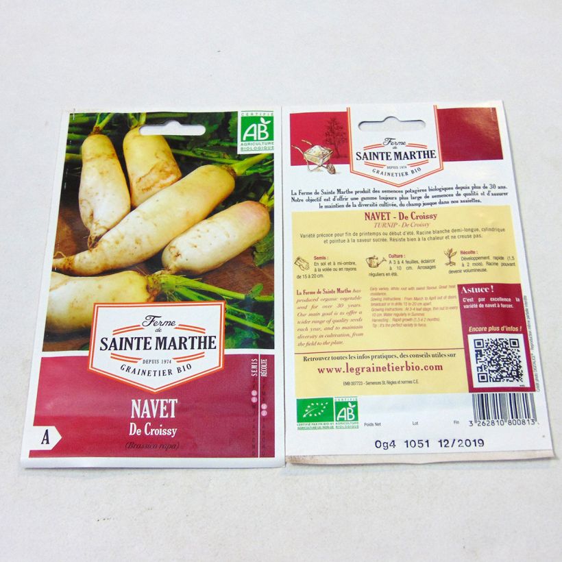 Beispiel eines Exemplars von Rübe de Croissy Bio - Ferme de Sainte Marthe die Tüte mit 150 Samen wie geliefert