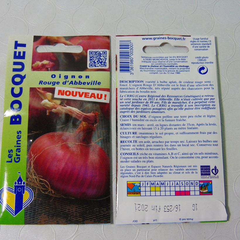 Beispiel eines Exemplars von Zwiebel d'Abbeville die Tüte mit 250 Samen (1g) wie geliefert