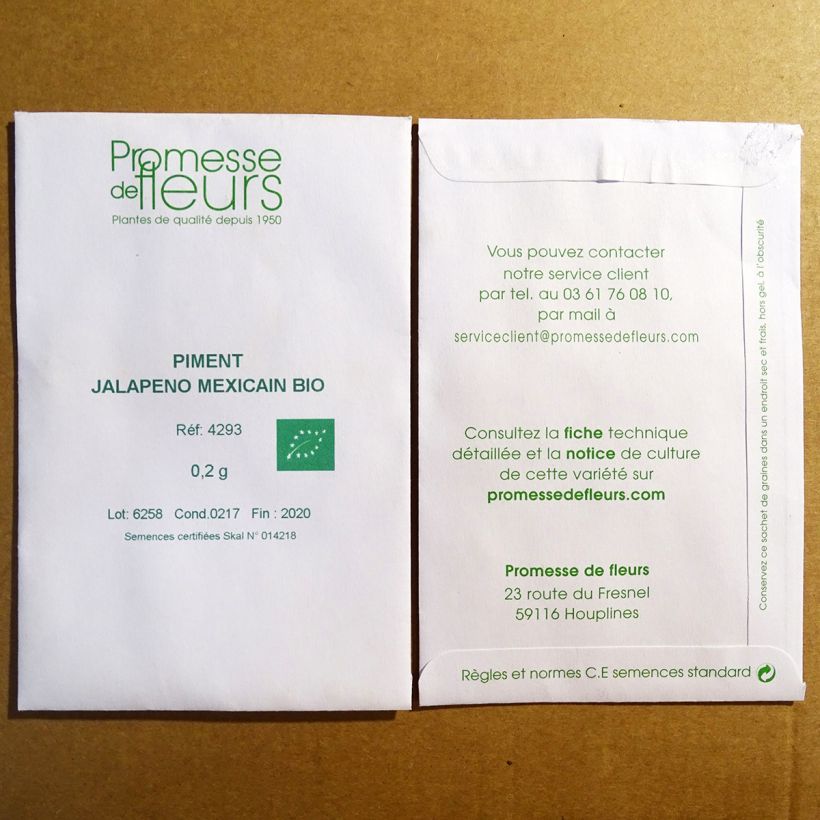 Beispiel eines Exemplars von Mexicanischer Pfeffer Jalapeno Bio die Tüte mit 30 Samen (0,2g) wie geliefert