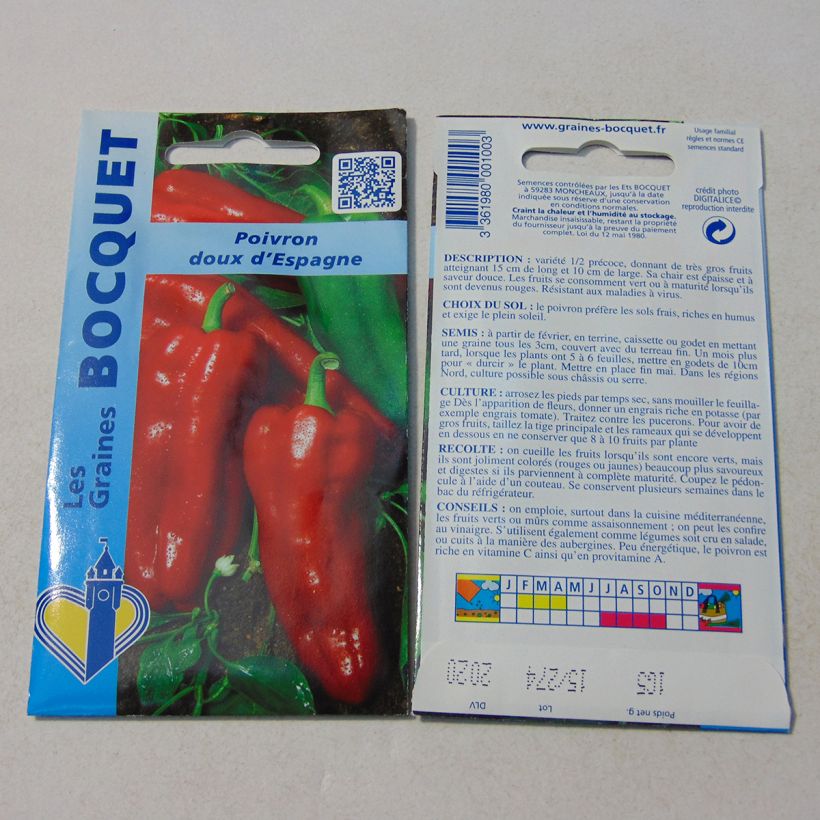 Beispiel eines Exemplars von Spanisch Chili-Pfeffer Doux d'Espagne die Tüte mit 120 Samen (1g) wie geliefert