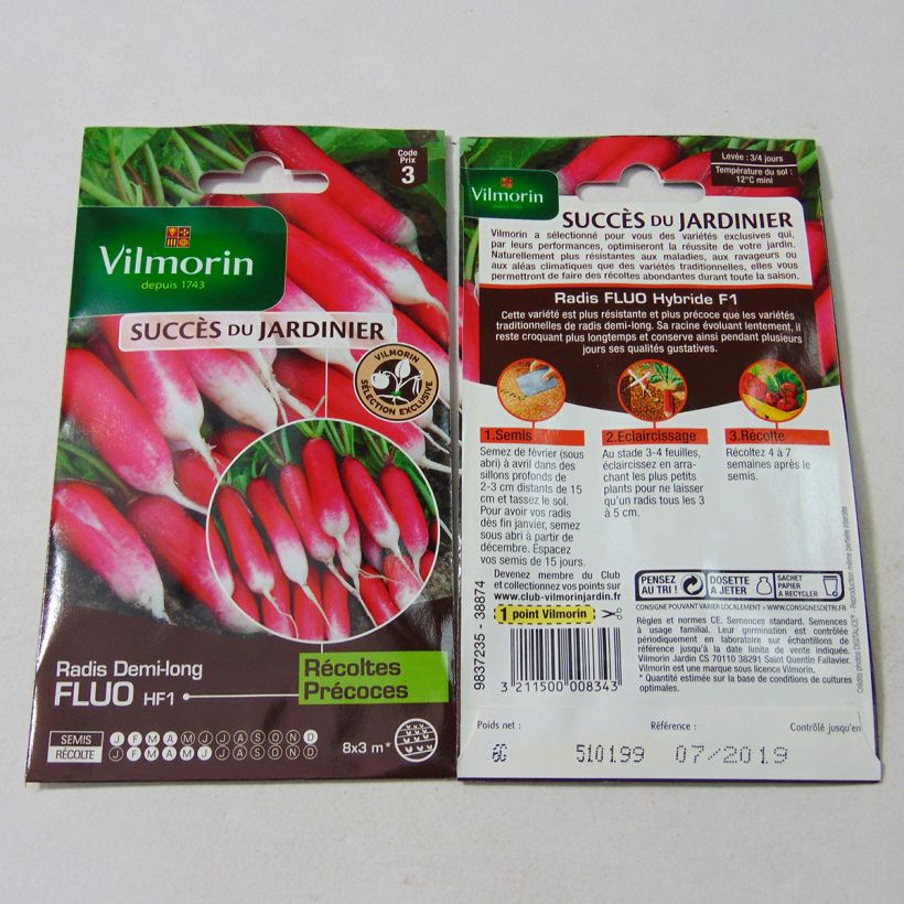 Beispiel eines Exemplars von Rettich Fluo F1 - Vilmorin die Tüte mit 480 Samen (6g) wie geliefert