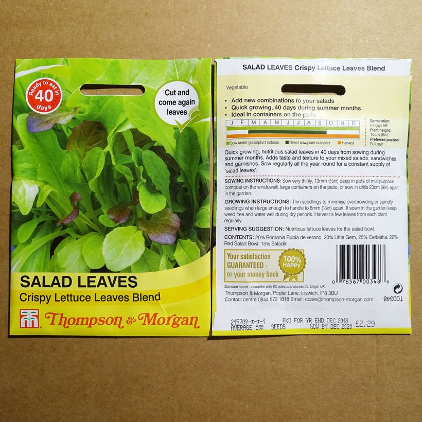 Beispiel eines Exemplars von Mesclun Crunchy Blend die Tüte mit 1000 Samen wie geliefert