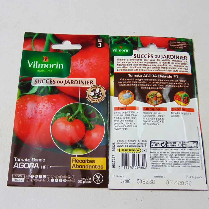 Beispiel eines Exemplars von Tomate Agora - Vilmorin die Tüte mit 90 Samen (0,3g) wie geliefert