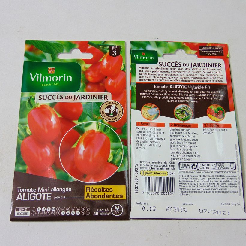 Beispiel eines Exemplars von Kirschtomate Aligote F1 - Vilmorin die Tüte mit 30 Samen (0,1g) wie geliefert
