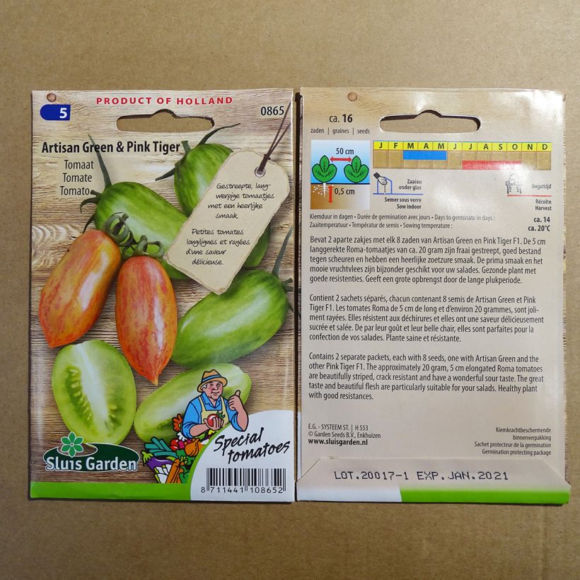 Beispiel eines Exemplars von Tomate Green Tiger - Pink Tiger die Tüte mit 16 Samen wie geliefert