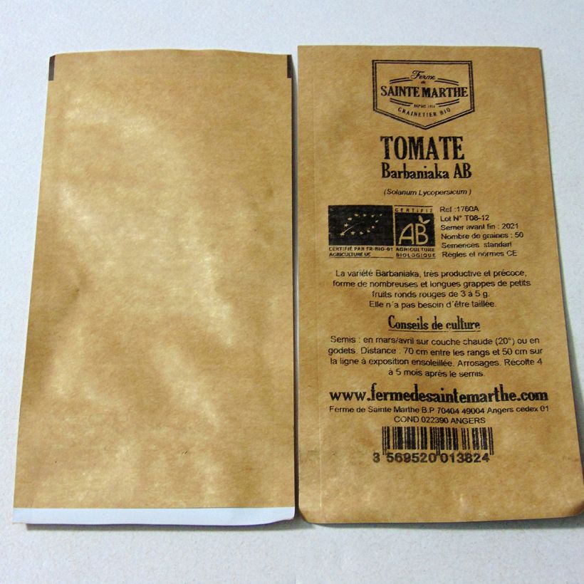 Beispiel eines Exemplars von Tomate Barbaniaka Bio die Tüte mit 50 Samen wie geliefert