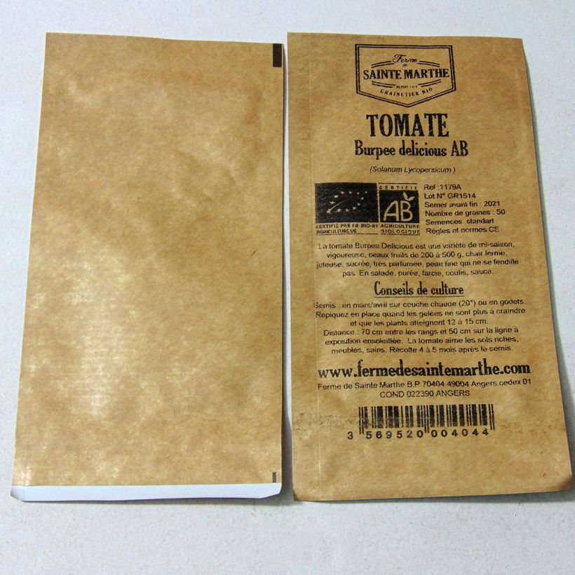 Beispiel eines Exemplars von Tomate Burpee Delicious Bio die Tüte mit 50 Samen wie geliefert
