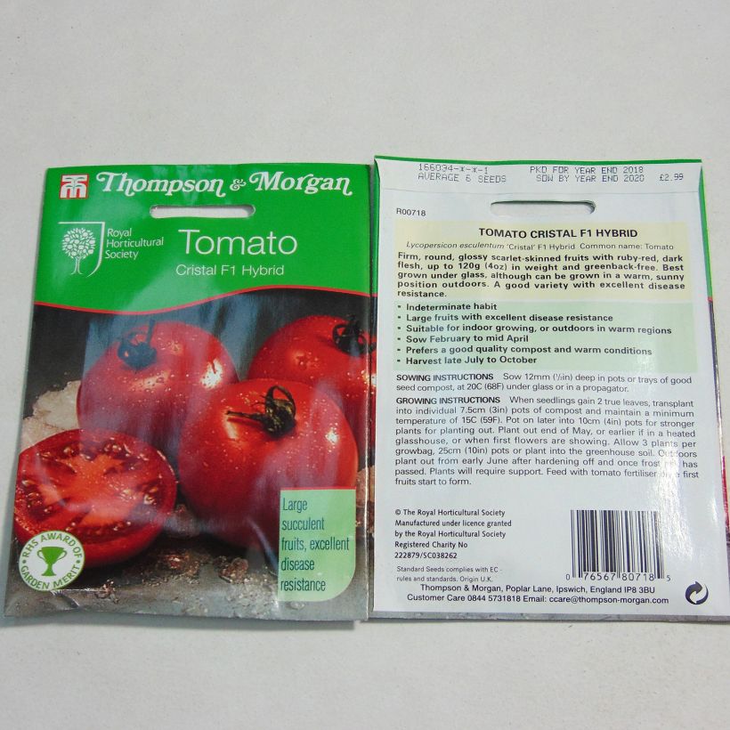 Beispiel eines Exemplars von Tomate Cristal die Tüte mit 8 Samen wie geliefert