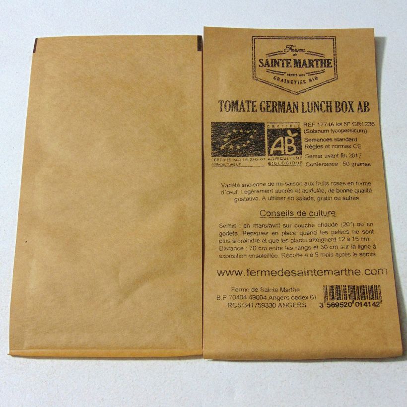 Beispiel eines Exemplars von Tomate German Lunch Box Bio die Tüte mit 50 Samen wie geliefert