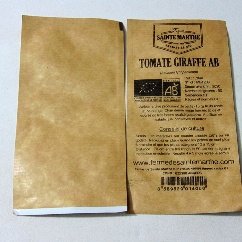 Beispiel eines Exemplars von Tomate Giraffe Bio die Tüte mit 50 Samen wie geliefert