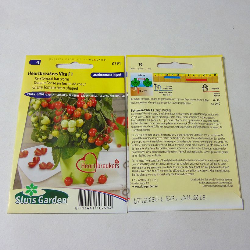 Beispiel eines Exemplars von Kirschtomate Heartbreaker die Tüte mit 8 Samen wie geliefert