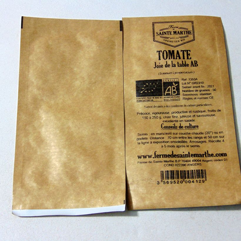 Beispiel eines Exemplars von Tomate Joie de la table Bio die Tüte mit 50 Samen wie geliefert