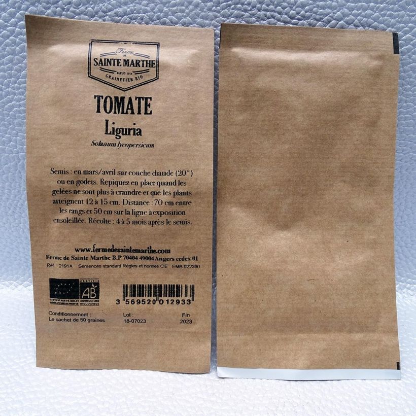 Beispiel eines Exemplars von Tomate Liguria Bio die Tüte mit 50 Samen wie geliefert