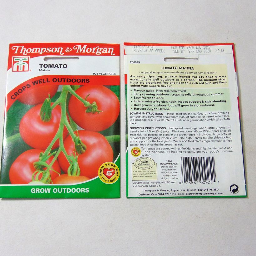 Beispiel eines Exemplars von Tomate Matina die Tüte mit 30 Samen wie geliefert