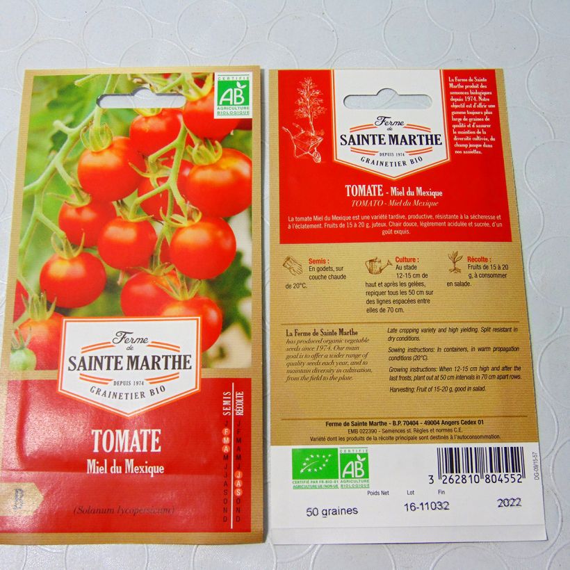 Beispiel eines Exemplars von Tomate Miel Du Mexique Bio die Tüte mit 25 Samen wie geliefert
