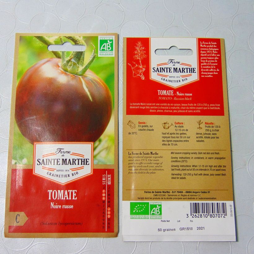 Beispiel eines Exemplars von Tomate Noire Russe Bio die Tüte mit 30 Samen wie geliefert