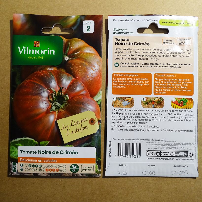 Beispiel eines Exemplars von Tomate Noire de Crimée - Vilmorin die Tüte mit 60 Samen (0.2g) wie geliefert