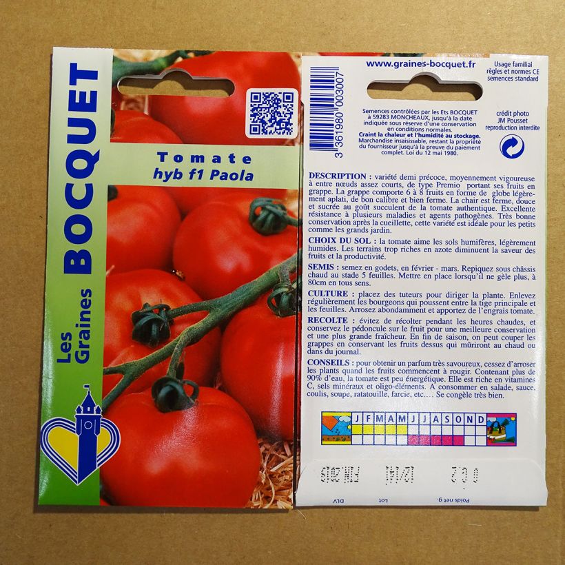 Beispiel eines Exemplars von Tomate Paola F1 die Tüte mit 60 Samen (0.2g) wie geliefert