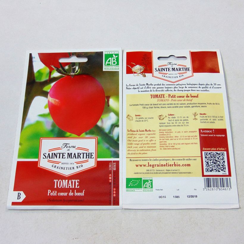 Beispiel eines Exemplars von Tomate Petit Coeur De Boeuf Bio die Tüte mit 50 Samen wie geliefert
