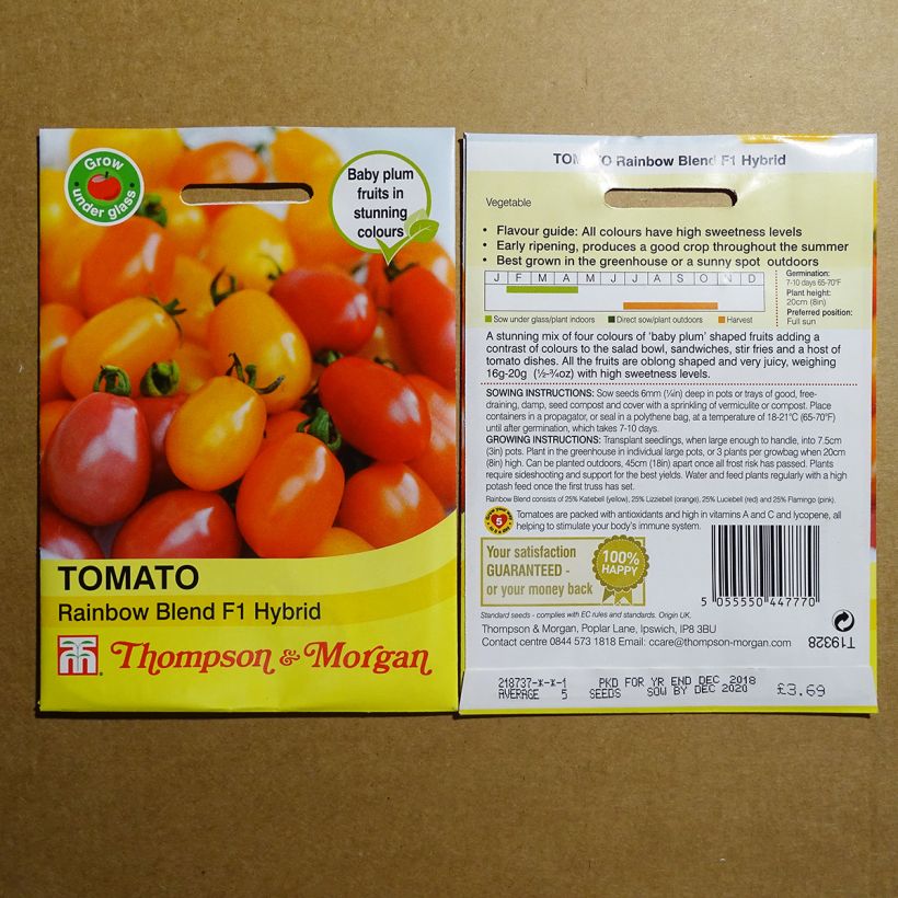 Beispiel eines Exemplars von Tomate Rainbow Blend die Tüte mit 8 Samen wie geliefert