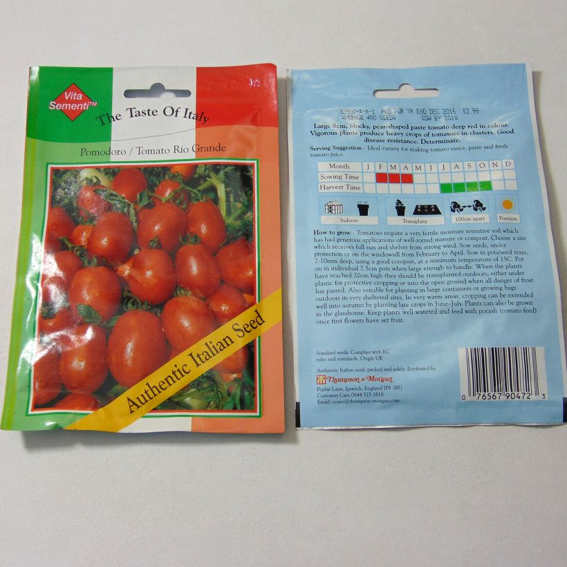 Beispiel eines Exemplars von Tomate Rio Grande die Tüte mit 450 Samen wie geliefert