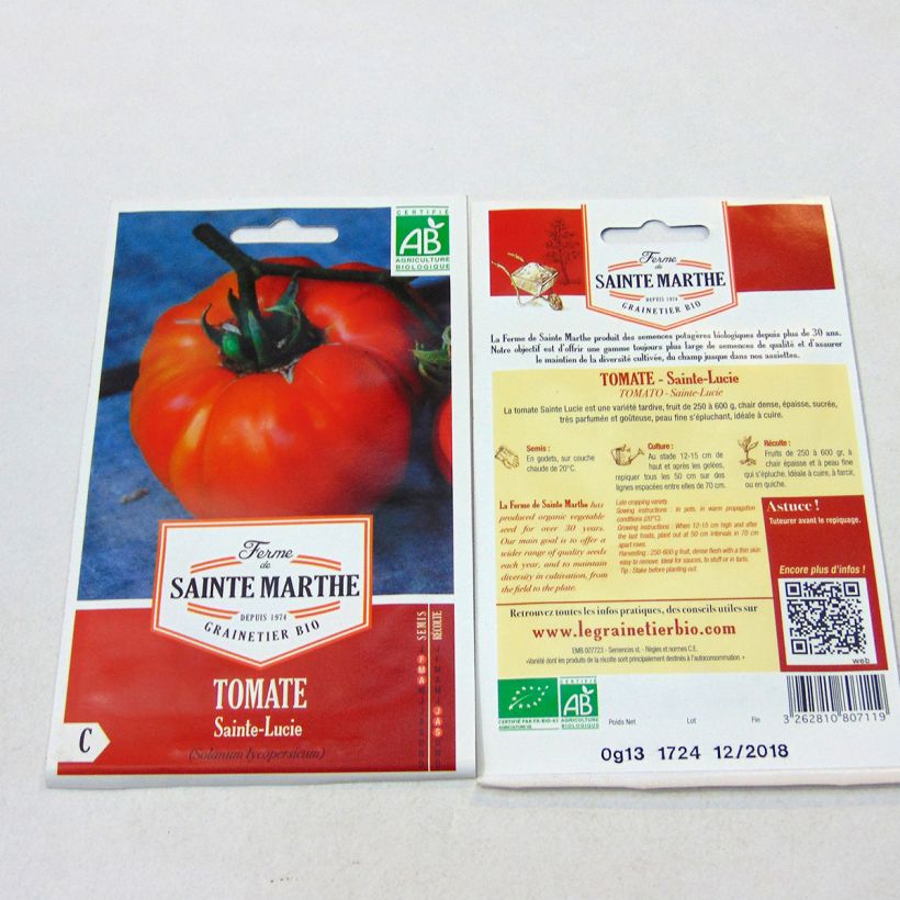 Beispiel eines Exemplars von Tomate Sainte Lucie Bio die Tüte mit 50 Samen wie geliefert