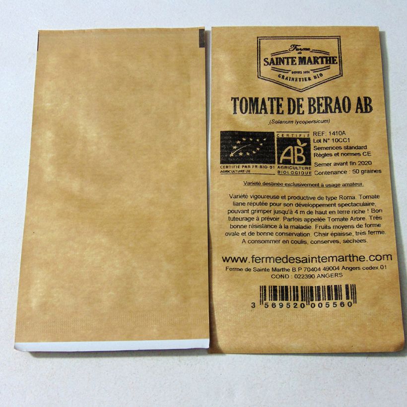 Beispiel eines Exemplars von Tomate de Berao Bio die Tüte mit 50 Samen wie geliefert